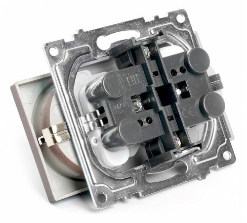 Розетка двойная с заземлением и с шторками, без рамки Stekker Катрин 49030