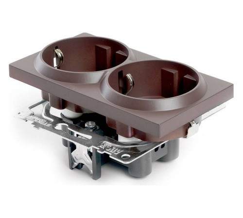 Розетка двойная с заземлением и с шторками, без рамки Stekker Катрин 49030