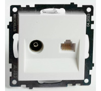ТВ-розетка и розетка Ethernet RJ-45 без рамки Stekker GLS00-7106-01 49181