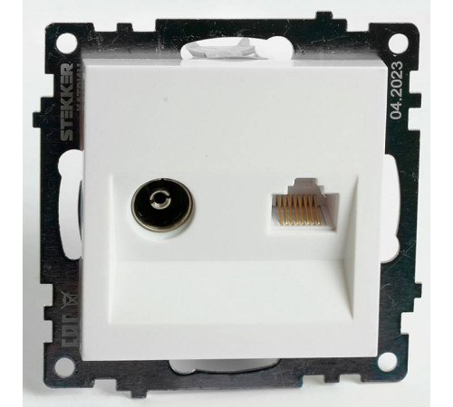 ТВ-розетка и розетка Ethernet RJ-45 без рамки Stekker GLS00-7106-01 49181
