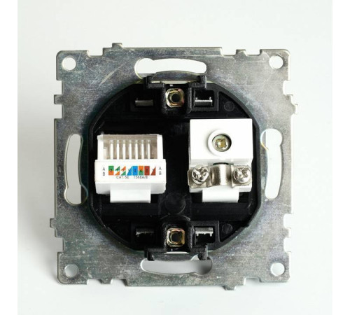 ТВ-розетка и розетка Ethernet RJ-45 без рамки Stekker Катрин 49182