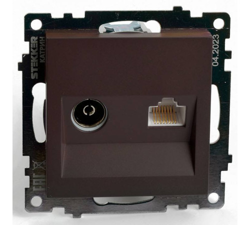 ТВ-розетка и розетка Ethernet RJ-45 без рамки Stekker GLS00-7106-04 49185