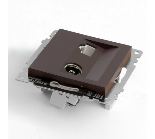 ТВ-розетка и розетка Ethernet RJ-45 без рамки Stekker GLS00-7106-04 49185