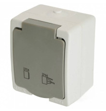 Розетка с заземлением с крышкой Stekker Велена 49727