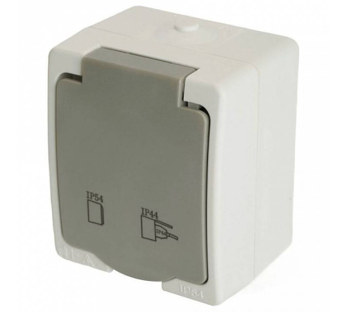 Розетка с заземлением с крышкой Stekker Велена 49727