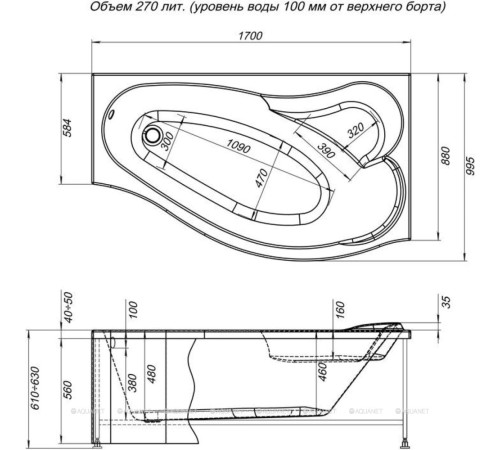 Панель фронтальная Aquanet PALMA 170 R 00176155