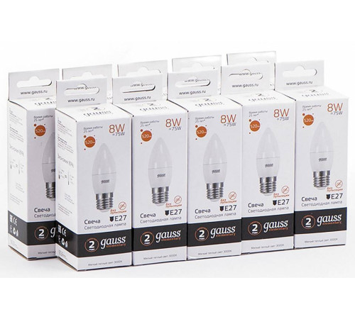 Лампа светодиодная Gauss LED Elementary Candle E27 8Вт 3000K 33218