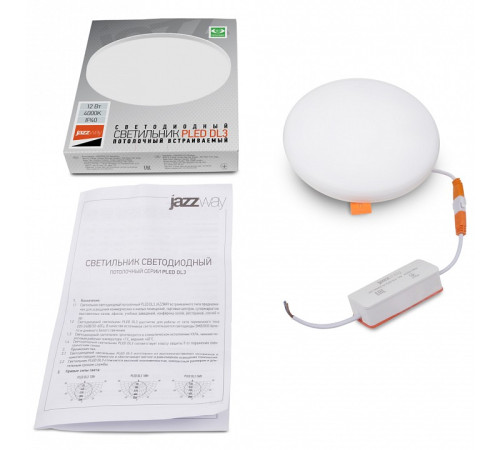 Встраиваемый светильник Jazzway PLED DL3 12w 4000K IP20 WH