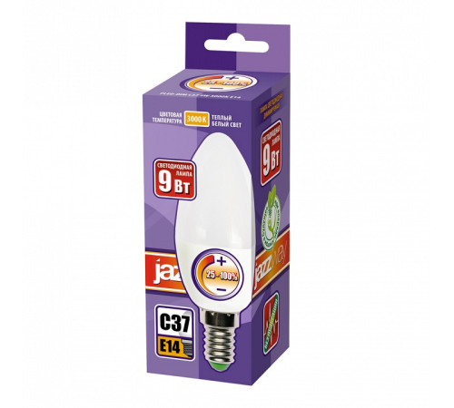 Лампа светодиодная Jazzway PLED- DIM C37 9w 3000K E14