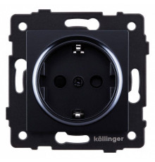 Розетка с заземлением, без рамки Kollinger  REA-002BK