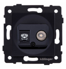 Розетка двойная RJ-11 и Ethernet RJ-45, без рамки Kollinger  REA-013BK