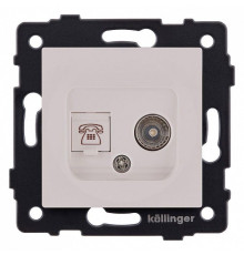 Розетка двойная RJ-11 и Ethernet RJ-45, без рамки Kollinger  REA-013CM