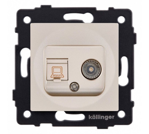 ТВ-розетка и розетка Ethernet RJ-45 без рамки Kollinger REA-021GD