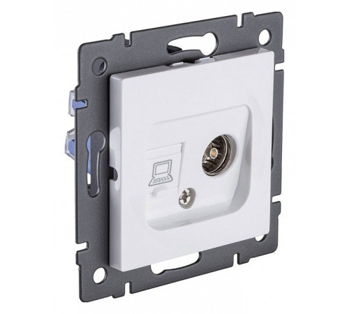 ТВ-розетка и розетка Ethernet RJ-45 без рамки Kollinger REA-021WH