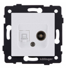 ТВ-розетка и розетка Ethernet RJ-45 без рамки Kollinger  REA-021WM