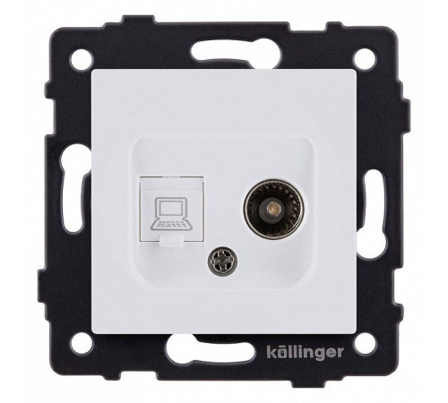 ТВ-розетка и розетка Ethernet RJ-45 без рамки Kollinger REA-021WM