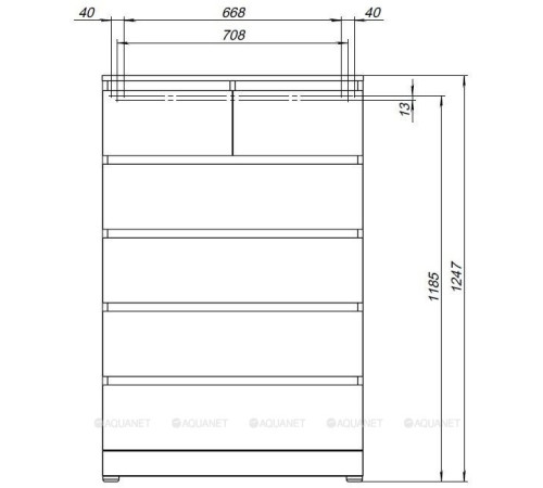 Комод Aquanet Сканди 800х480х1247 мм 6 ящиков дуб крафт 00302546