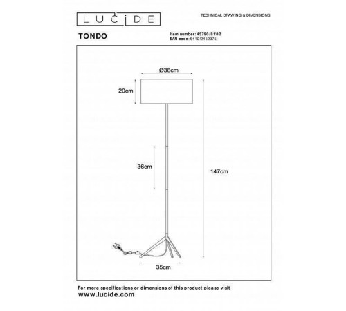 Торшер Lucide Tondo 45790/81/02