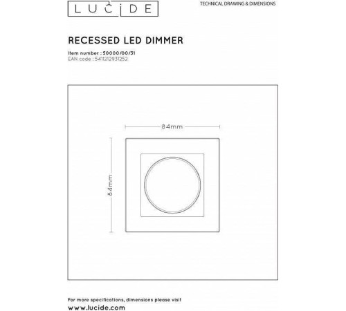 Диммер роторный Lucide Recessed Wall Dimmer Nl 50000/00/31