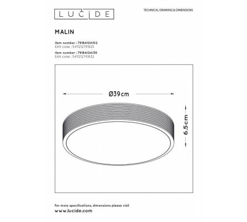 Накладной светильник Lucide Malin 79184/24/02