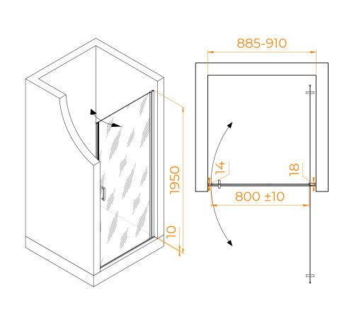 Душевая дверь RGW LE-003Gr 900 мм стекло графит хром 351200309-110