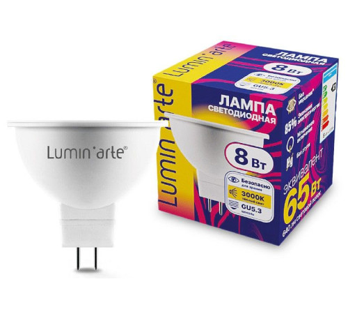 Лампа светодиодная Luminarte GU5.3 8Вт 3000K LSTD-MR16-8W3KGU5.3