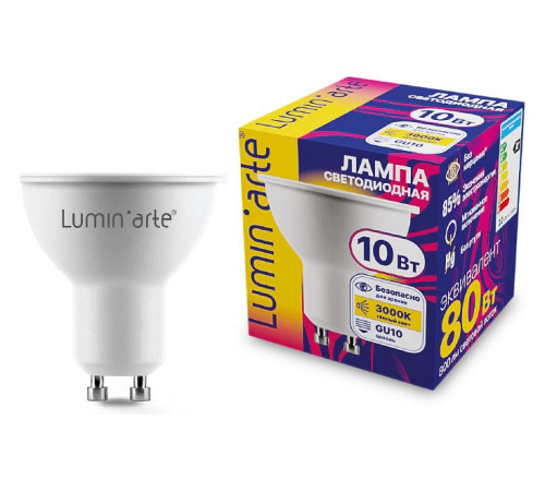 Лампа светодиодная Luminarte GU10 10Вт 3000K LSTD-PAR16-10W3KGU10