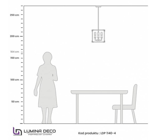 Люстра на штанге LUMINA DECO Waldorf LDP 1140-4 BK+MD