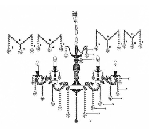 Подвесная люстра Lucia Tucci Barletta BARLETTA 122.12.6 antique
