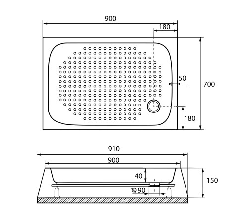 Душевой поддон RGW LUX/TN 700x900 мм акриловый с литым экраном 16180279-21