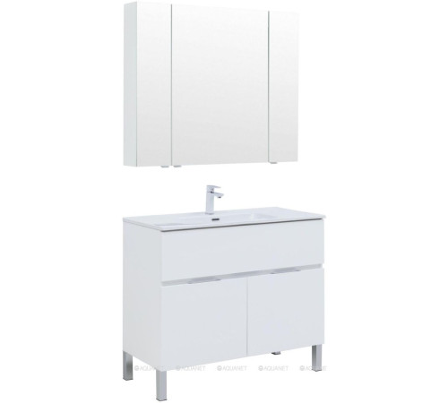 Набор мебели для ванной Aquanet Alvita New 100 напольный 1 ящик 2 двери белый матовый 00274184