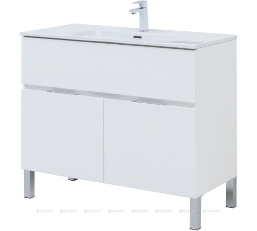 Набор мебели для ванной Aquanet Alvita New 100 напольный 1 ящик 2 двери белый матовый 00274184