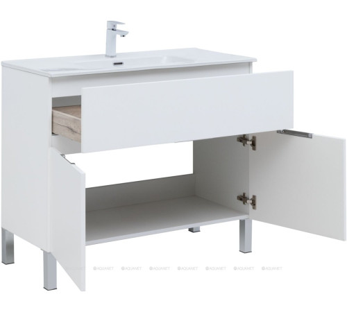 Набор мебели для ванной Aquanet Alvita New 100 напольный 1 ящик 2 двери белый матовый 00274184