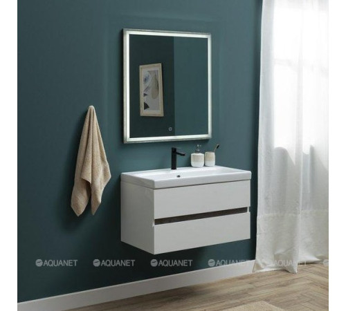 Набор мебели для ванной Aquanet Беркли 60 белый глянец/дуб рошелье зеркало дуб рошелье 00258906