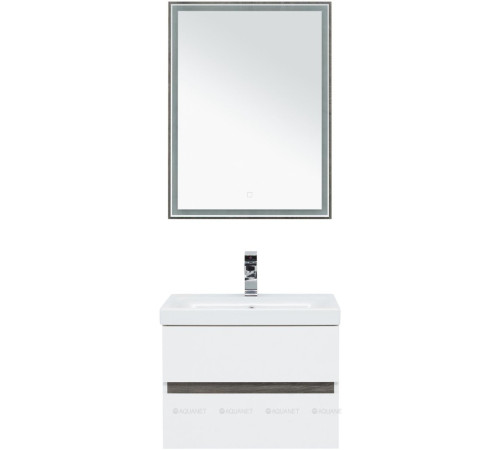 Набор мебели для ванной Aquanet Беркли 60 белый глянец/дуб рошелье зеркало дуб рошелье 00258906
