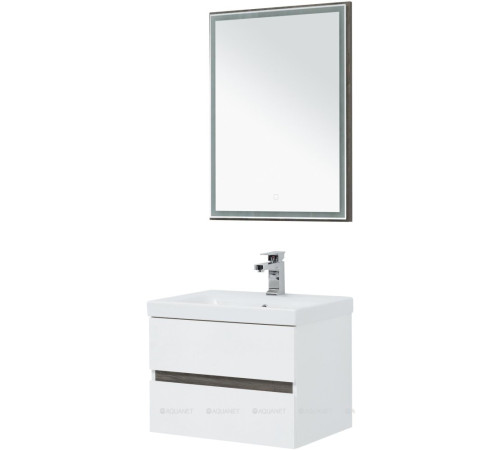 Набор мебели для ванной Aquanet Беркли 60 белый глянец/дуб рошелье зеркало дуб рошелье 00258906