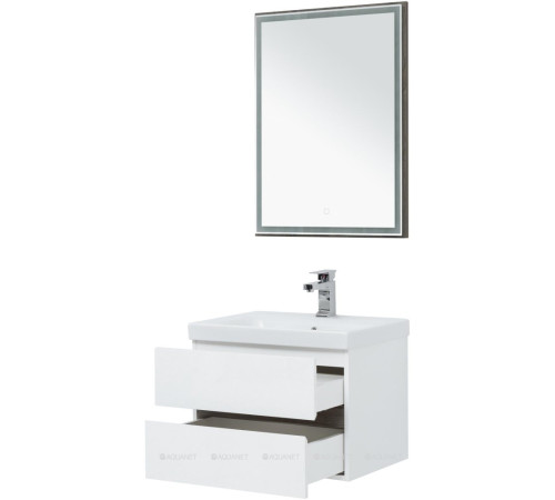Набор мебели для ванной Aquanet Беркли 60 белый глянец/дуб рошелье зеркало дуб рошелье 00258906