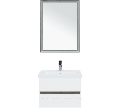 Набор мебели для ванной Aquanet Беркли 60 белый глянец/дуб рошелье зеркало дуб рошелье 00258906