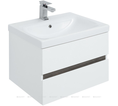 Набор мебели для ванной Aquanet Беркли 60 белый глянец/дуб рошелье зеркало дуб рошелье 00258906