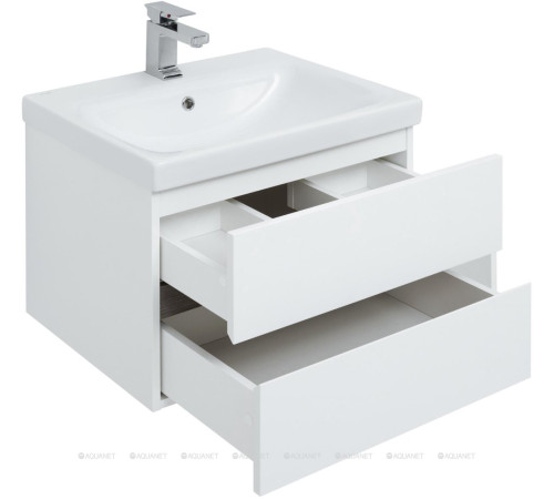 Набор мебели для ванной Aquanet Беркли 60 белый глянец/дуб рошелье зеркало дуб рошелье 00258906