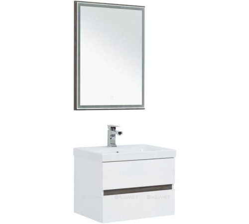Набор мебели для ванной Aquanet Беркли 60 белый глянец/дуб рошелье зеркало дуб рошелье 00258906