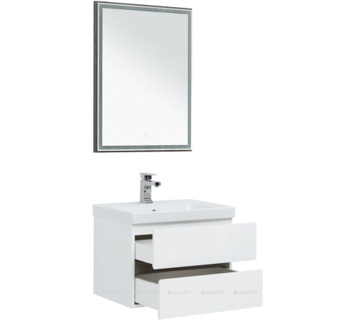 Набор мебели для ванной Aquanet Беркли 60 белый глянец/дуб рошелье зеркало дуб рошелье 00258906