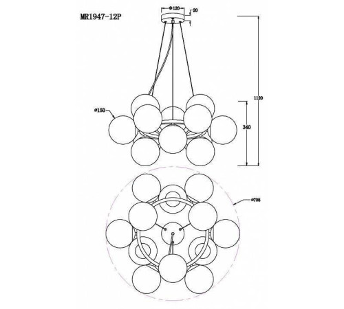 Подвесная люстра MyFar Aerton MR1947-12P