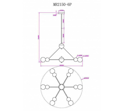 Люстра на штанге MyFar Paulo MR2150-6P