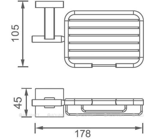 Мыльница Aquanet металлическая прямоугольная хром 6111