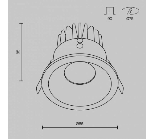 Встраиваемый светильник Maytoni Zoom DL034-L12W4K-D-B