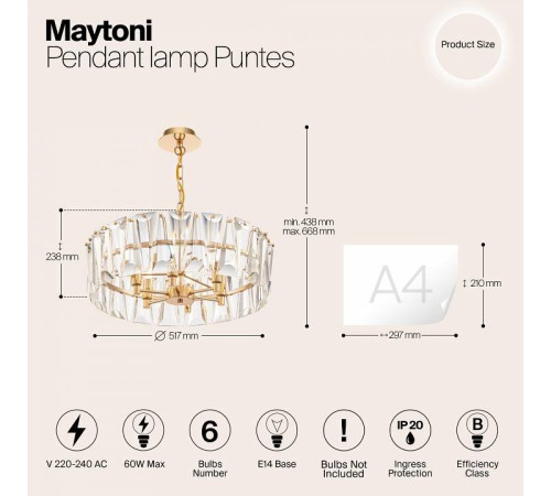 Подвесной светильник Maytoni Puntes MOD043PL-06G