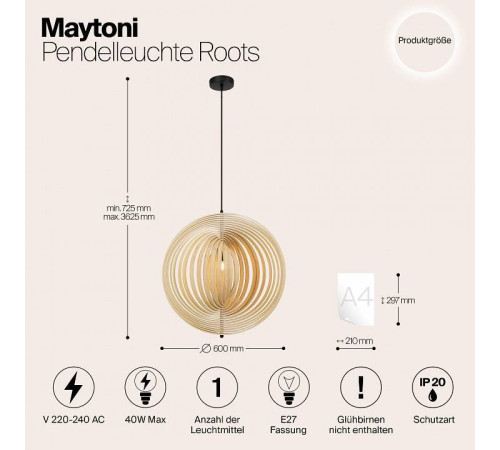 Подвесной светильник Maytoni Roots MOD197PL-01W2