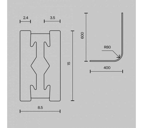Соединитель угловой L-образный для треков накладных Maytoni Accessories for tracks Flarity TRX154-RC80-B