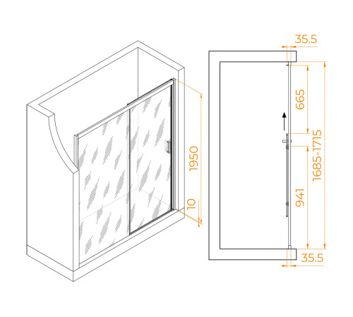 Душевая дверь RGW Passage PA-017 1700 мм прозрачное стекло хром 350801717-11